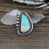 Blue Opal Petrified Wood Ring or Pendant- Sterling Silver and Indonesian Opalized Petrified Wood- Finished to Size