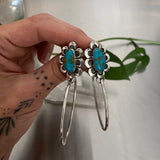 Large Daisy Hoop Earrings- Hachita Turquoise and Sterling Silver