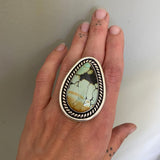 The Dark Magic Ring- Bamboo Mountain Turquoise and Sterling Silver- Finished to Size or as a Pendant