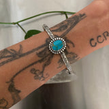 Stamped Turquoise Stacker Cuff- Size M/L- Sterling Silver and Hachita Turquoise Bracelet