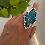 Huge Turquoise Statement Ring or Pendant- Sterling Silver and Morenci II Turquoise- Finished to Size