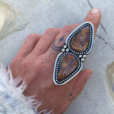 Reserved for Erin- Huge Agate 2 Stone Ring or Pendant- Sterling Silver and Crazy Lace Agate- Finished to Size