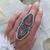 Reserved for Erin- Huge Agate 2 Stone Ring or Pendant- Sterling Silver and Crazy Lace Agate- Finished to Size