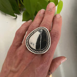 The Eclipse Ring- White Buffalo and Sterling Silver- Finished to Size or as a Pendant