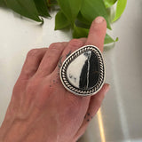 The Eclipse Ring- White Buffalo and Sterling Silver- Finished to Size or as a Pendant