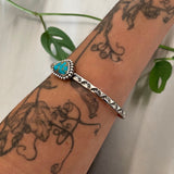 Stamped Turquoise Stacker Cuff- Size L/XL- Sterling Silver and Hachita Turquoise Bracelet