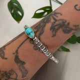 Chunky Stamped Turquoise Cuff- Size L/XL- Royston Turquoise and Chunky Sterling Silver Bracelet