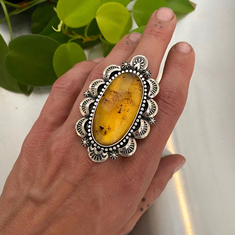The Electryone Ring or Pendant- Mayan Amber and Sterling Silver - Finished to Size or as a Pendant