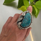 The Falling Leaves Ring- Bamboo Mountain Turquoise and Sterling Silver- Finished to Size or as a Pendant