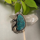 The Falling Leaves Ring- Bamboo Mountain Turquoise and Sterling Silver- Finished to Size or as a Pendant