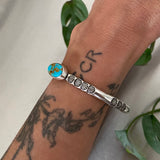 Chunky Stamped Turquoise Cuff- Size M/L- Royston Turquoise and Chunky Sterling Silver Bracelet