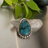 The Fjord Ring- Bamboo Mountain Turquoise and Sterling Silver- Finished to Size or as a Pendant