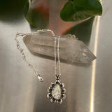 Dainty Opal Floral Necklace- Sterling Silver and Dendritic Opal- 18" Chain