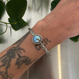 Stamped Turquoise Stacker Cuff- Size M/L- Golden Hills Turquoise and Sterling Silver Bracelet