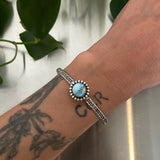 Stamped Turquoise Stacker Cuff- Size S/M- Golden Hills Turquoise and Sterling Silver Bracelet