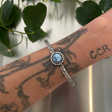 Stamped Turquoise Stacker Cuff- Size L/XL- Golden Hills Turquoise and Sterling Silver Bracelet
