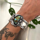 Golden Hour Cuff- Size M/L- Kingman Turquoise and Sterling Silver Bracelet