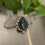 The Halcyon Ring- Morenci II Turquoise and Sterling Silver- Finished to Size or as a Pendant