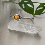 Stamped Amber Stacker Cuff- Size M/L- Sterling Silver and Mayan Amber Bracelet