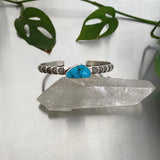 Chunky Stamped Turquoise Cuff- Size S/M- Alpine Village Turquoise and Chunky Sterling Silver Bracelet