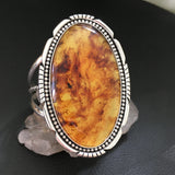 Huge Amber Cuff Bracelet- Sterling Silver and Mayan Amber