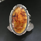 Huge Amber Cuff Bracelet- Sterling Silver and Mayan Amber