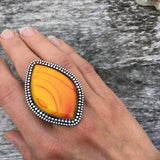 Huge Rosarita Ring- Sterling Silver and Orange Rosarita- Finished to Size