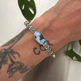 Chunky Stamped Turquoise Cuff- Size S/M- Golden Hills Turquoise and Chunky Sterling Silver Bracelet