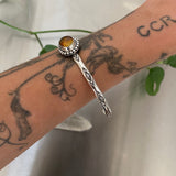 Stamped Amber Stacker Cuff- Size L/XL- Sterling Silver and Mayan Amber Bracelet