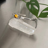 Stamped Amber Stacker Cuff- Size L/XL- Sterling Silver and Mayan Amber Bracelet