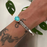 Chunky Stamped Turquoise Cuff- Size XS/S- Emerald Valley Turquoise and Chunky Sterling Silver Bracelet