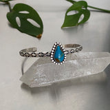 Stamped Stacker Cuff- Size S/M- Sterling Silver and Campitos Turquoise