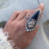 Large Petrified Palm Root Dagger Ring or Pendant- Sterling Silver- Finished to Size