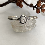 Stamped Stacker Cuff- Sterling Silver and White Buffalo Bracelet- Size M/L