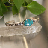 Chunky Stamped Stacker Cuff- Size M/L- Kingman Turquoise and Sterling Silver Bracelet