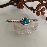 Stamped Turquoise Stacker Cuff- Sterling Silver and Nacozari Turquoise Bracelet- Size M/L