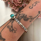 Chunky Stamped Stacker Cuff- Size M/L- Royston Turquoise and Sterling Silver Bracelet