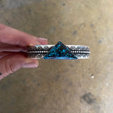 The Zig Zag Cuff- Size M/L-  Cloud Mountain Turquoise and Stamped Sterling Silver Bracelet