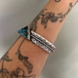 The Zig Zag Cuff- Size M/L-  Cloud Mountain Turquoise and Stamped Sterling Silver Bracelet