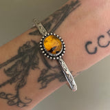 Stamped Amber Stacker Cuff- Mayan Amber and Sterling Silver Bracelet- Size M/L