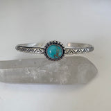 Stamped Turquoise Stacker Cuff- Royston Turquoise and Sterling Silver Bracelet- Size M/L