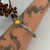 Stamped Amber Stacker Cuff- Sterling Silver and Mayan Amber Bracelet- Size L/XL