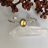 Stamped Amber Stacker Cuff- Sterling Silver and Mayan Amber Bracelet- Size L/XL