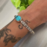 Chunky Stamped Turquoise Stacker Cuff- Size M/L- Royston Turquoise and Sterling Silver Bracelet