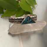 The Zig Zag Cuff- Size M/L-  Cloud Mountain Turquoise and Stamped Sterling Silver Bracelet