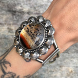 Huge Overlay Montana Agate Cuff- Sterling Silver and Montana Agate Statement Cuff