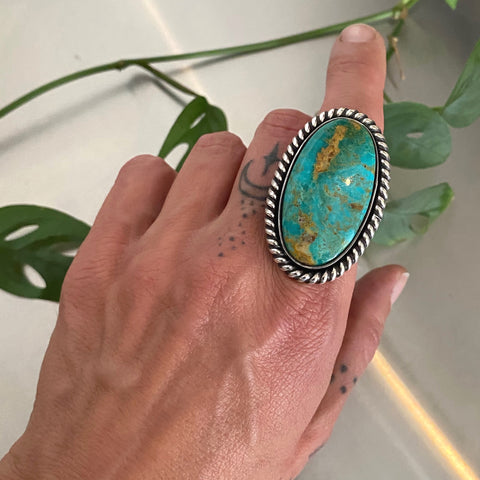Large Pilot Mountain Statement Ring or Pendant- Sterling Silver and Pilot Mountain Turquoise- Finished to Size