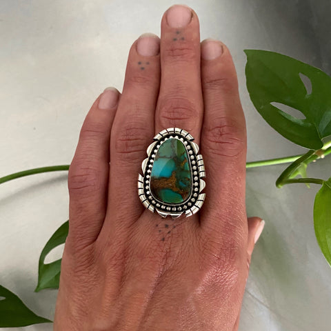 Large Statement  Ring or Pendant- Sterling Silver and Pilot Mountain Turquoise- Finished to Size