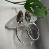 Large Celestial Hoop Earrings- Royston Ribbon Turquoise and Sterling Silver
