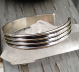 Heavyweight Silver Cuff - Sterling Silver Ridged Cuff Bracelet